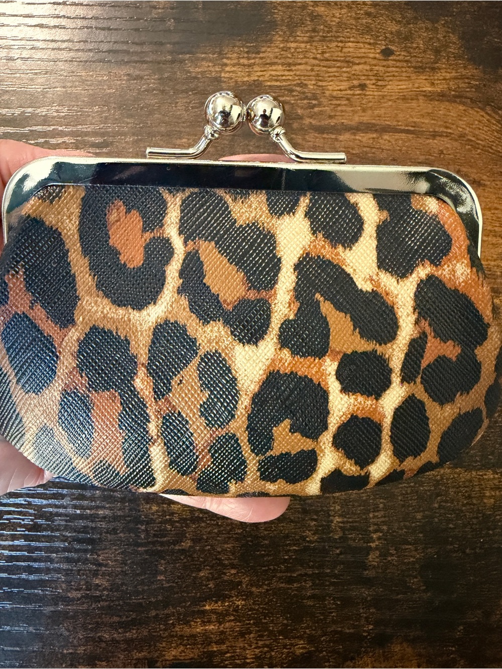 COACH Leopard-Print Kiss-Lock Coin Purse - Brown & Black - Picture 5 of 12